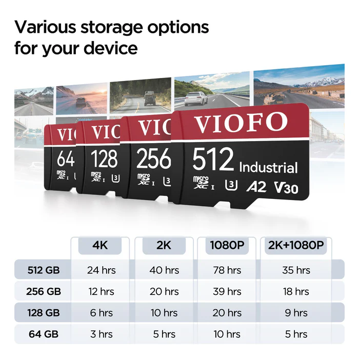 VIOFO 128GB Industrial Grade microSD Card, U3 A2 V30 High Speed Memory Card with Adapter, Support Ultra HD 4K Video Recording - Imagen 13