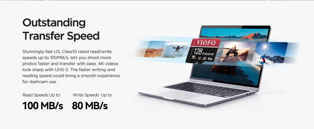 Velocidad de transferencia Micro SD 128GB Viofo Industrial Grade