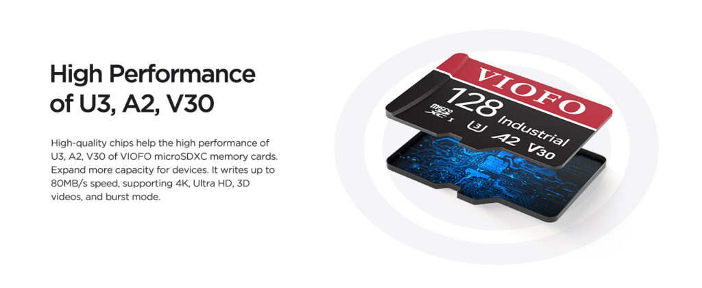 Micro SD Viofo Industrial Grade U3 A2 V30 de alto rendimiento