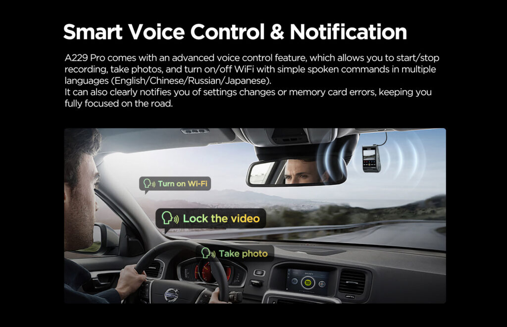 Control por voz de la Dashcam Viofo A229 Pro