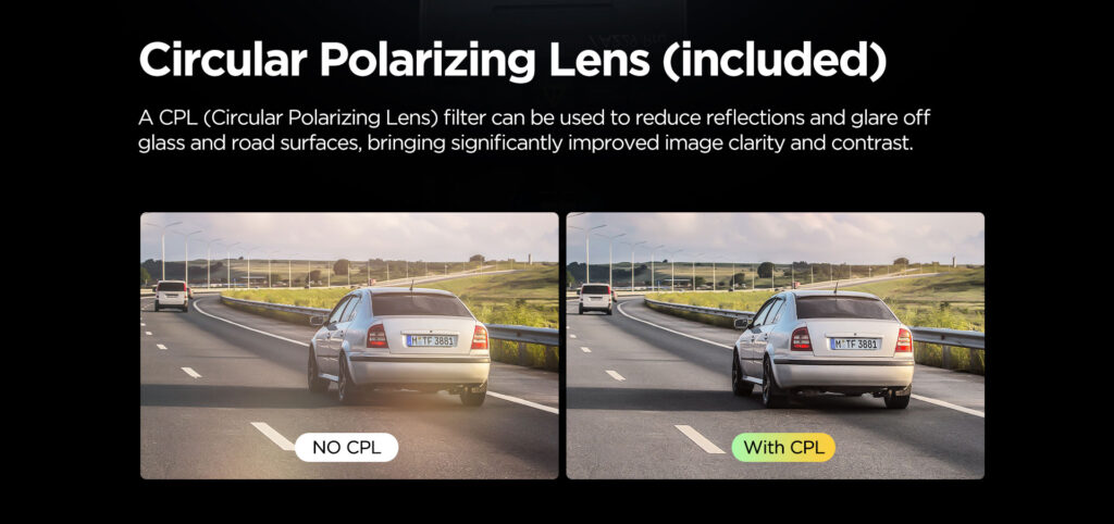 Filtro CPL incluido para Dashcam Viofo A229 Pro