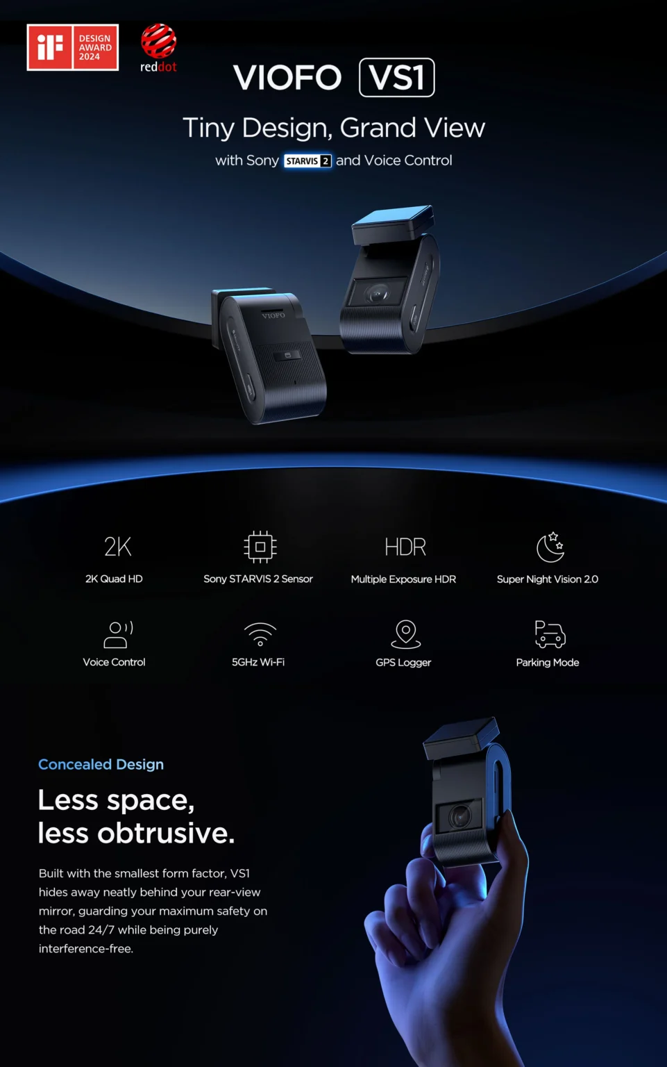 Viofo VS1 dashcam compacta con Sony STARVIS 2