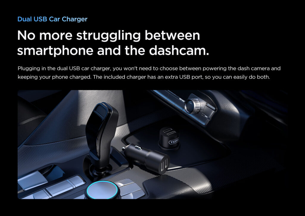 Viofo VS1 cargador de automóvil con doble USB